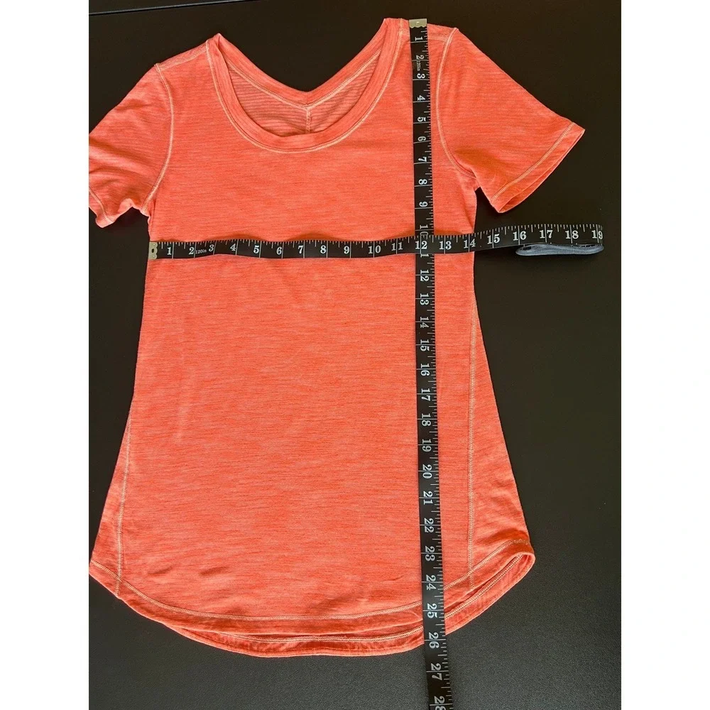 Lululemon Athletica Women Orange Space Dye Short Sleeve Tee Top (1199)